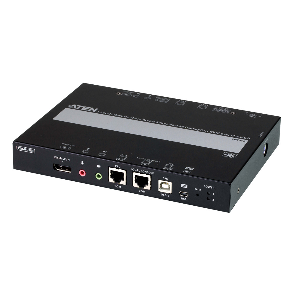 CN9950 1-портовий 4K DisplayPort KVM перемикач з доступом по IP та підтримкою 1-локального/віддаленого сеансу спільної роботи CN9950 1-портовий 4K DisplayPort KVM перемикач з доступом по IP та підтримкою 1-локального/віддаленого сеансу спільної роботи