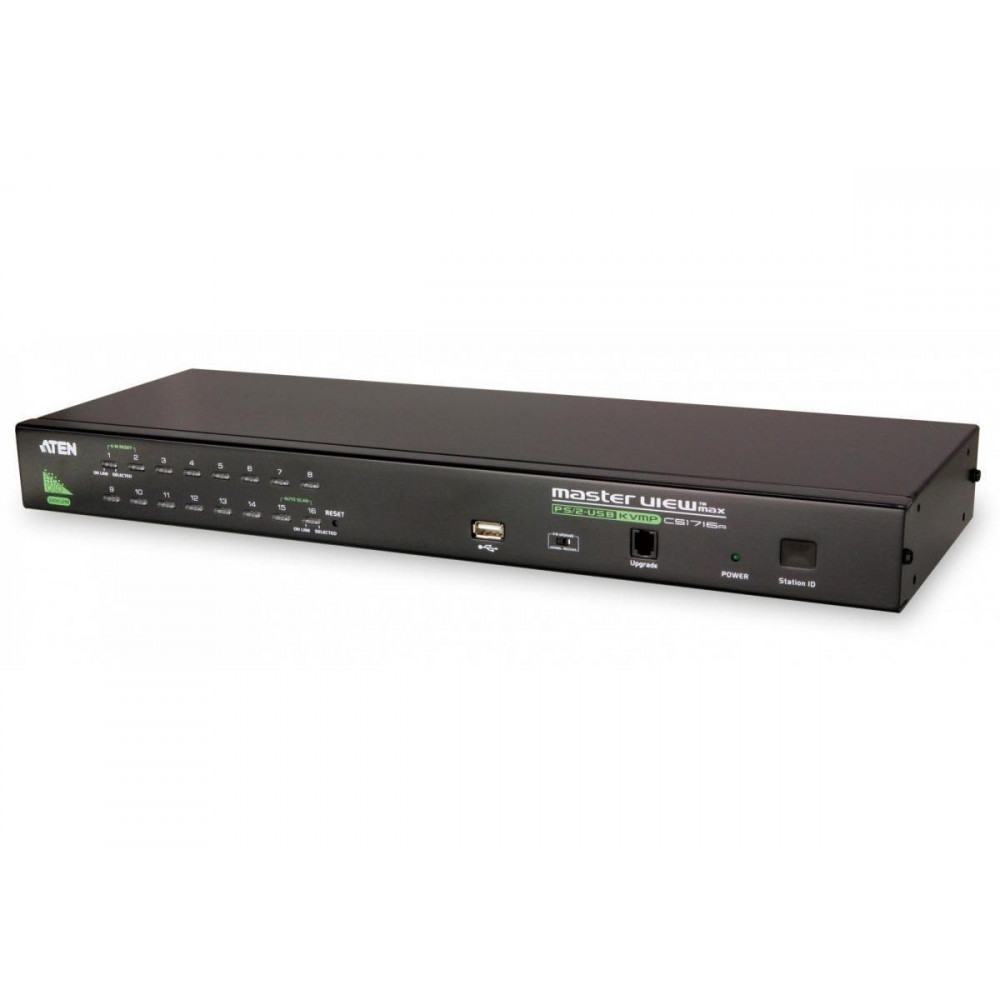 CS1716A 16-портовий PS/2-USB VGA KVM перемикач з портом ланцюжкового підключення та підтримкою USB-периферійних пристроїв CS1716A 16-портовий PS/2-USB VGA KVM перемикач з портом ланцюжкового підключення та підтримкою USB-периферійних пристроїв