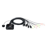CS22H 2-портовий 4K USB HDMI кабельний KVM перемикач з пультом віддаленого перемикання порту