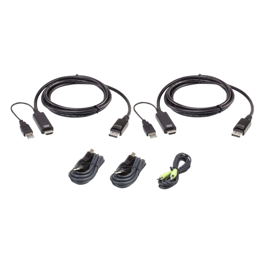 2L-7D02UHDPX5 USB HDMI DisplayPort True 4K комплект кабелів для захищених KVM перемикачів з підтримкою двох дисплеїв 1,8 м 2L-7D02UHDPX5 USB HDMI DisplayPort True 4K комплект кабелів для захищених KVM перемикачів з підтримкою двох дисплеїв 1,8 м