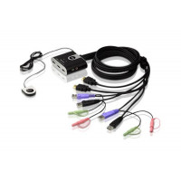 CS692 2-портовий USB HDMI/Аудіо кабельний KVM перемикач з пультом віддаленого перемикання порту
